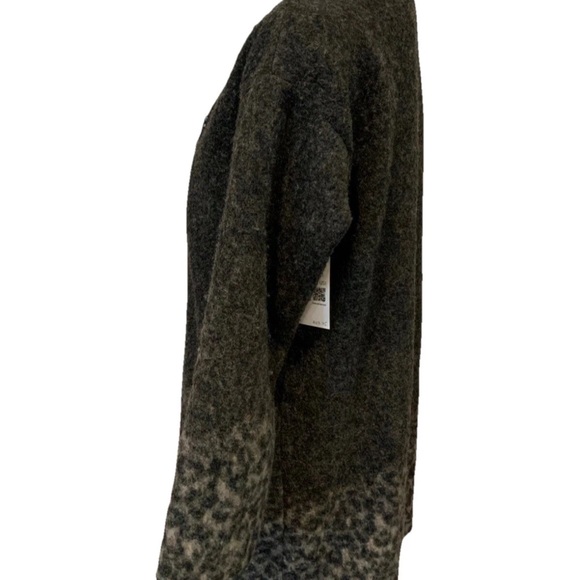 Rebecca Taylor wool blend asymmetrical zip coat gray leopard ombré jacket - Picture 10 of 11